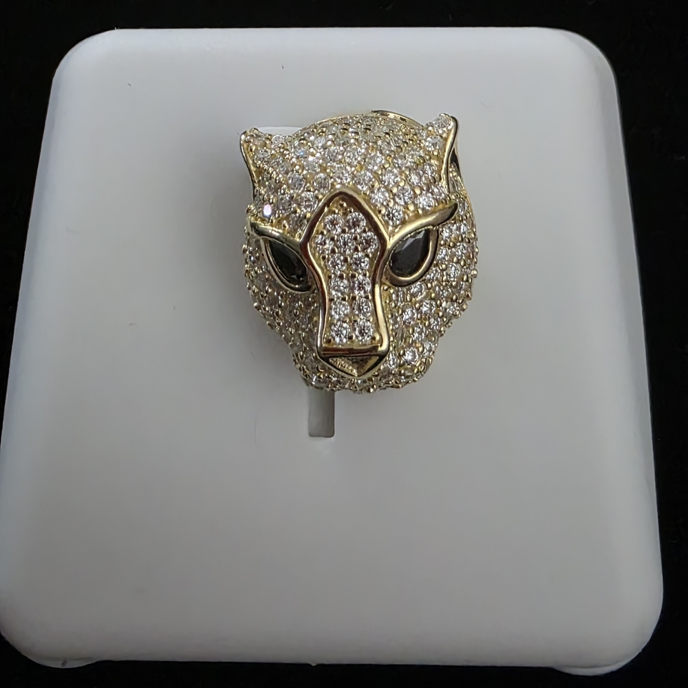 1.50CT VVS D Moissanite Panther Pendant | 925 Sterling Silver | Yellow Gold Plat